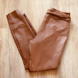 Faux-Leather High-Waisted Pull-On Slim-Leg Pant